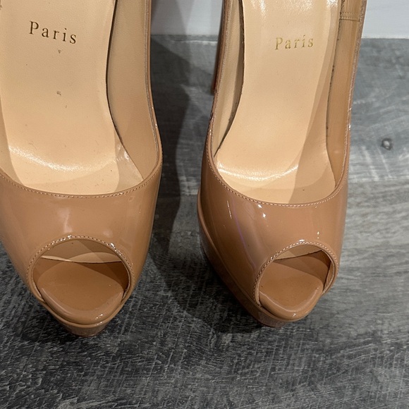 Christian Louboutin Nude Peep-Toe Heels - Picture 2 of 10